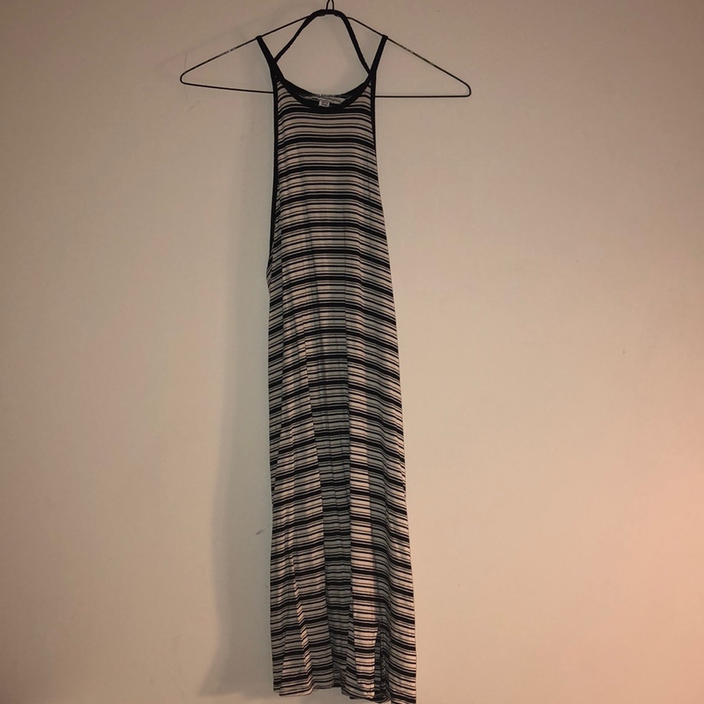 Black and white strip beach dress